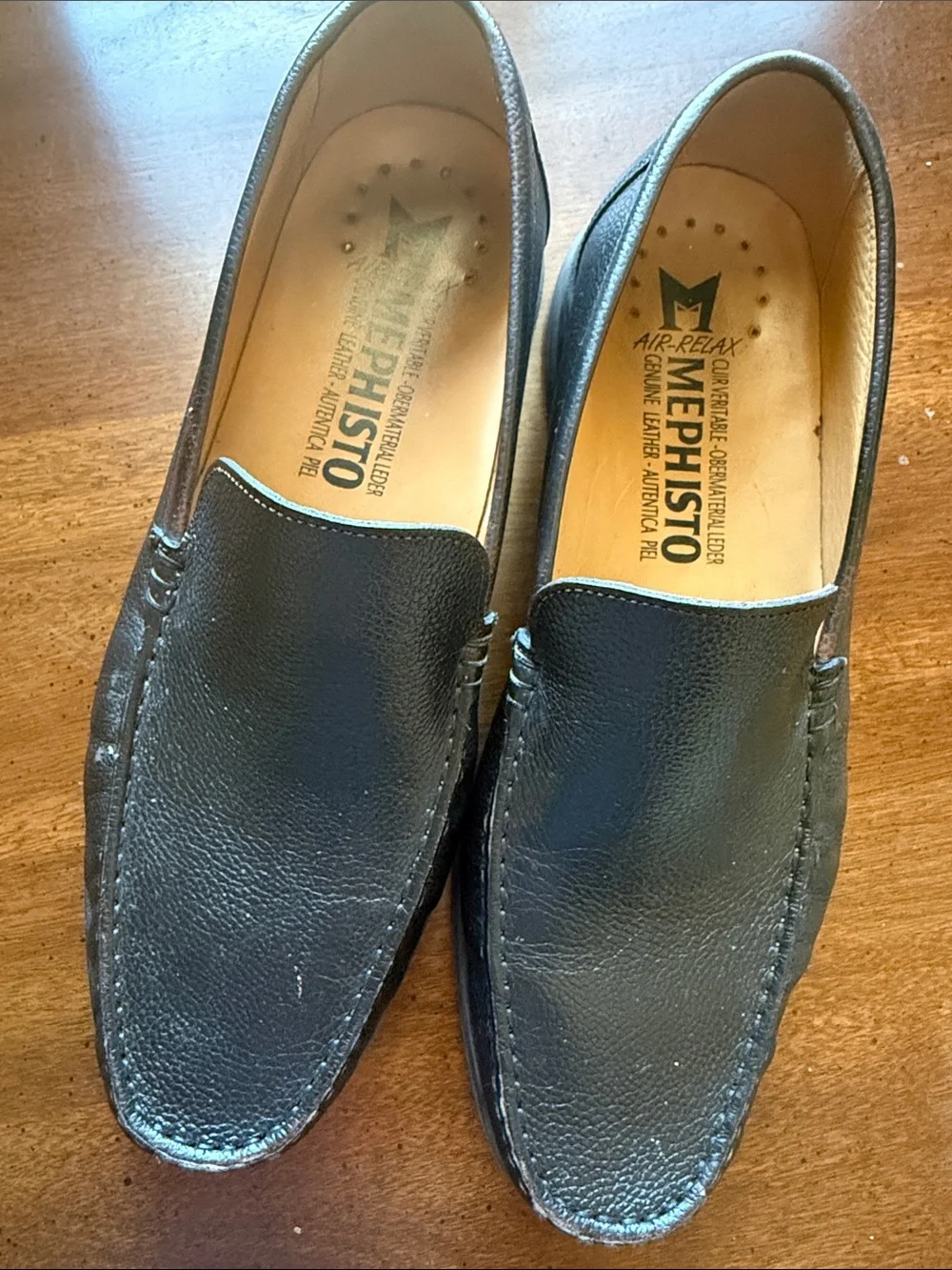 Mephisto Air-Relax Men’s Black Leather Slip-On Loafers — Pebbled Finish